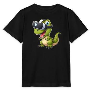 Drôle Dino T-Rex Réalité virtuelle VR Fun - T-shirt bio MINI CREATOR Stanley/Stella Enfant - noir - Devant - Mikhail (115cm)
