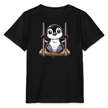 pingouin balançoires aire de jeux amusant animal dessin animé - T-shirt bio MINI CREATOR Stanley/Stella Enfant - noir - Devant - Mikhail (115cm)