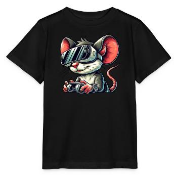 Science Fiction Mouse Rat Virtual Reality Gamer - Stanley/Stella MINI CREATOR Kids’ T-Shirt - black - Front - Mikhail (115cm)