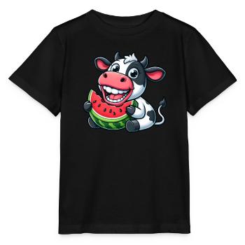 Lustiger Kuh Bulle Stier Wassermelone Sommer - Stanley/Stella Kinder T-Shirt MINI CREATOR  - Schwarz - Vorne - Mikhail (115cm)