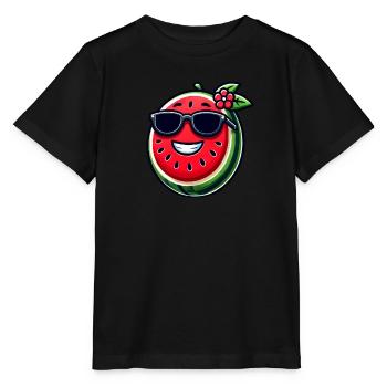 Cool watermelon with fruity sunglasses - Stanley/Stella MINI CREATOR Kids’ T-Shirt - black - Front - Mikhail (115cm)