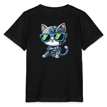 Chat Chat Robot Mech Cyborg Science-Fi - T-shirt bio MINI CREATOR Stanley/Stella Enfant - noir - Devant - Mikhail (115cm)