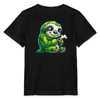Halloween paresseux zombie dessin animé drôle - T-shirt bio MINI CREATOR Stanley/Stella Enfant - noir - Devant - Mikhail (115cm)