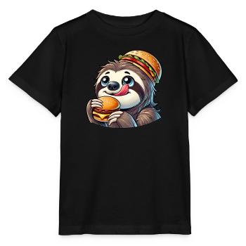 mignon paresseux burger dessin animé restauration rapide - T-shirt bio MINI CREATOR Stanley/Stella Enfant - noir - Devant - Mikhail (115cm)