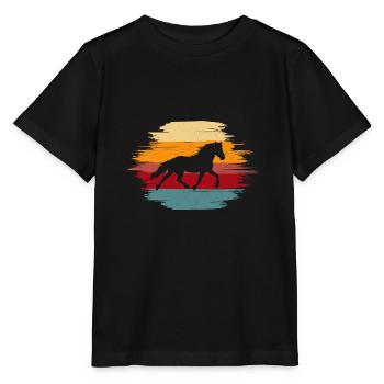 Horse Riding Horse Design Retro Gift Rider - Stanley/Stella MINI CREATOR Kids’ T-Shirt - black - Front - Mikhail (115cm)