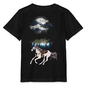 Wilder Westen Westernpferd Pferde Pferd Gaul Natur - Stanley/Stella Kinder T-Shirt MINI CREATOR  - Schwarz - Vorne - Mikhail (115cm)