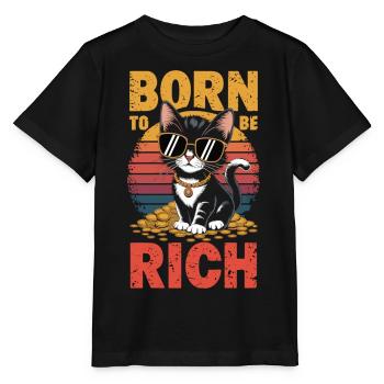 Born for Wealth – Cool Cat Edition - Stanley/Stella MINI CREATOR Kids’ T-Shirt - black - Front - Mikhail (115cm)