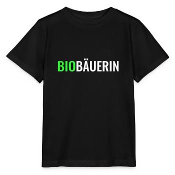Biobäuerin Bio Landwirtin Biobauernhof biologisch - Stanley/Stella Kinder T-Shirt MINI CREATOR  - Schwarz - Vorne - Mikhail (115cm)
