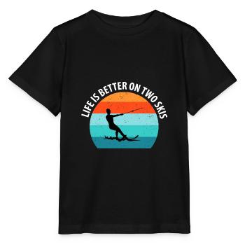 Water skis, water skis, water skiers - Stanley/Stella MINI CREATOR Kids’ T-Shirt - black - Front - Mikhail (115cm)