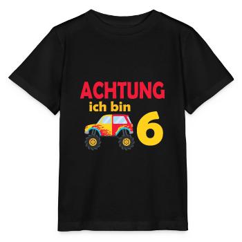 6. Geburtstag Achtung ich bin 6 - Stanley/Stella Kinder T-Shirt MINI CREATOR  - Schwarz - Vorne - Mikhail (115cm)