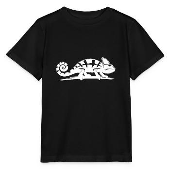 Kinder Chamäleon wandert über einen Ast - Stanley/Stella Kinder T-Shirt MINI CREATOR  - Schwarz - Vorne - Mikhail (115cm)