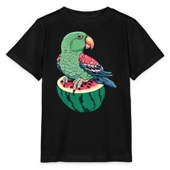 Perroquet rare sur pastèque - T-shirt bio MINI CREATOR Stanley/Stella Enfant - noir - Devant - Mikhail (115cm)
