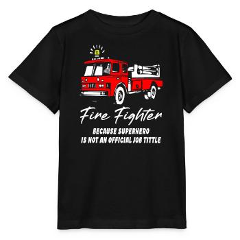 Firefighter Superhero - Stanley/Stella Kinder T-Shirt MINI CREATOR  - Schwarz - Vorne - Mikhail (115cm)