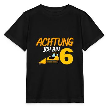 Ich bin 6 Planierraupe 6. Geburtstag 6 Jahre - Stanley/Stella Kinder T-Shirt MINI CREATOR  - Schwarz - Vorne - Mikhail (115cm)