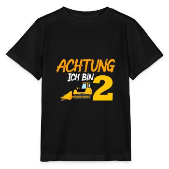 Ich bin 2 Planierraupe 2. Geburtstag 2 Jahre - Stanley/Stella Kinder T-Shirt MINI CREATOR  - Schwarz - Vorne - Mikhail (115cm)