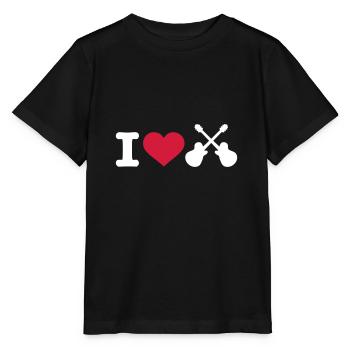 I love Gitarren - Stanley/Stella Kinder T-Shirt MINI CREATOR  - Schwarz - Vorne - Mikhail (115cm)