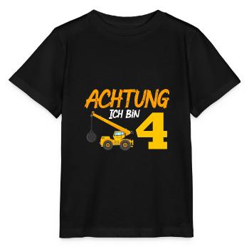 Ich bin 4 Abrisskran 4. Geburtstag 4 Jahre - Stanley/Stella Kinder T-Shirt MINI CREATOR  - Schwarz - Vorne - Mikhail (115cm)