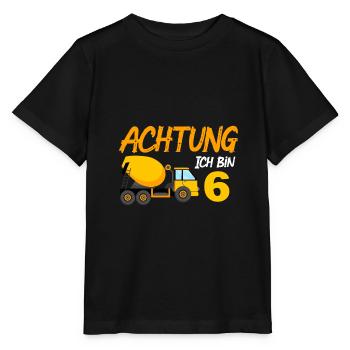 Ich bin 6 Betonmischer 6. Geburtstag 6 Jahre - Stanley/Stella Kinder T-Shirt MINI CREATOR  - Schwarz - Vorne - Mikhail (115cm)