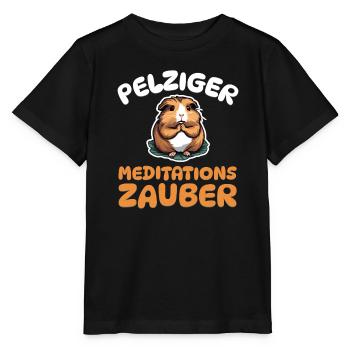 Pelziger Meditationszauber - Meerschweinchen - Stanley/Stella Kinder T-Shirt MINI CREATOR  - Schwarz - Vorne - Mikhail (115cm)