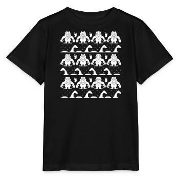 Yeti und Loch Ness Monster Hässlicher Weihnachtspullover - Stanley/Stella Kinder T-Shirt MINI CREATOR  - Schwarz - Vorne - Mikhail (115cm)