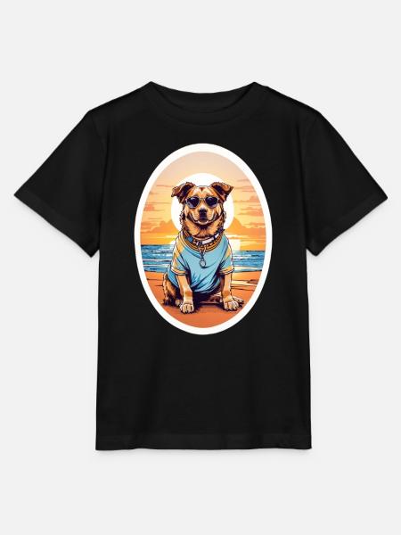 Hund am Strand - Stanley/Stella Kinder T-Shirt MINI CREATOR - Schwarz