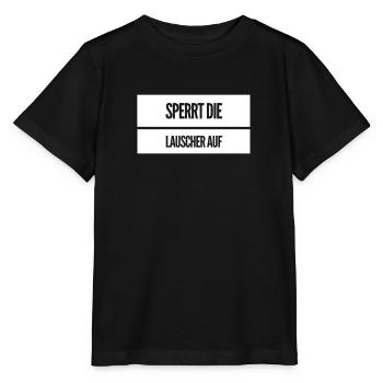 hört genau zu - Stanley/Stella Kinder T-Shirt MINI CREATOR  - Schwarz - Vorne - Mikhail (115cm)