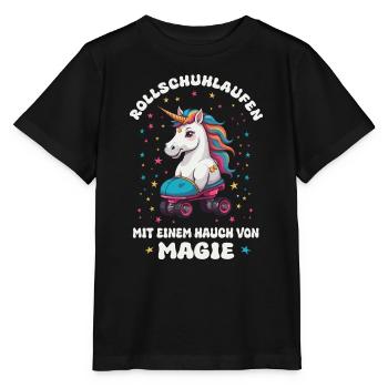 Einhorn Rollschuhlaufen - Stanley/Stella Kinder T-Shirt MINI CREATOR  - Schwarz - Vorne - Mikhail (115cm)