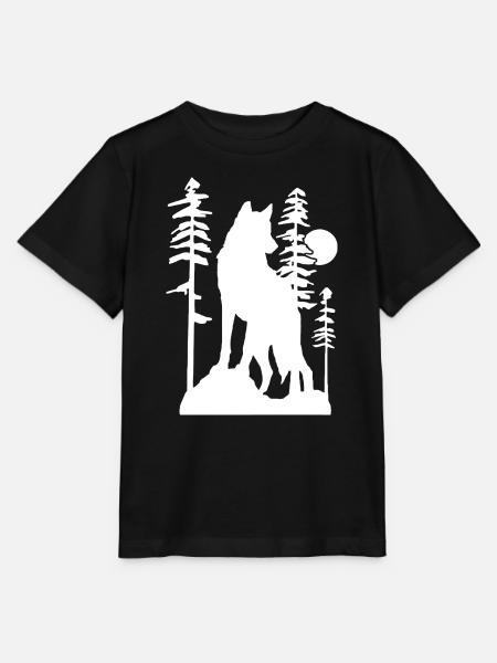 Mystischer Wolf, der bei Vollmond heult - Stanley/Stella Kinder T-Shirt MINI CREATOR  - Schwarz