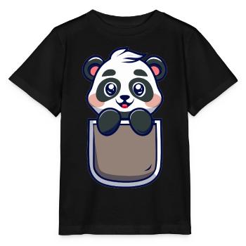 Panda Pocket Funny and Original Gift Idea - Stanley/Stella MINI CREATOR Kids’ T-Shirt - black - Front - Mikhail (115cm)