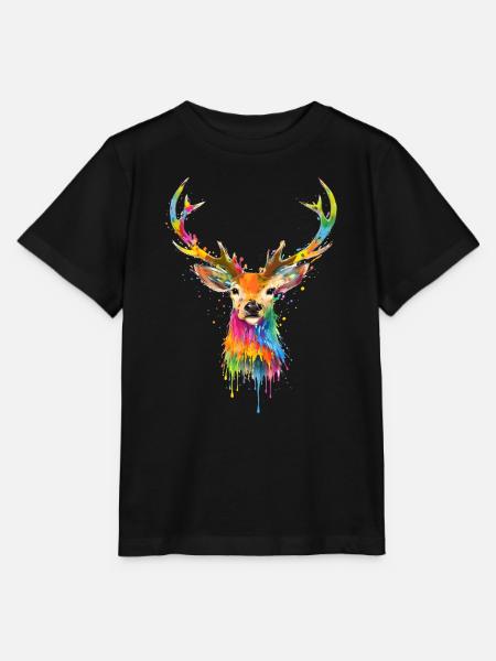 Bunter Hirschkopf im Graffiti-Look - Stanley/Stella Kinder T-Shirt MINI CREATOR - Schwarz