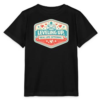 Level Up – Real Life Optional - Stanley/Stella Kinder T-Shirt MINI CREATOR  - Schwarz - Vorne - Mikhail (115cm)