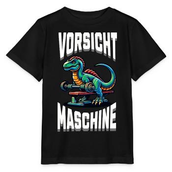 Gym Shirt – Vorsicht Maschine - Stanley/Stella Kinder T-Shirt MINI CREATOR  - Schwarz - Vorne - Mikhail (115cm)