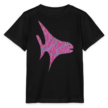Neon Scribble Fisch Muster - Stanley/Stella Kinder T-Shirt MINI CREATOR  - Schwarz - Vorne - Mikhail (115cm)