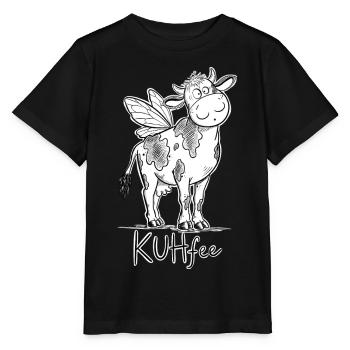 Kuhfee Kuh Fee Wortspiel Bauernhof Fantasy Humor - Stanley/Stella Kinder T-Shirt MINI CREATOR  - Schwarz - Vorne - Mikhail (115cm)