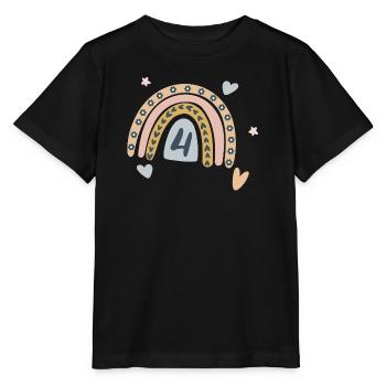 4. Geburtstag - Regenbogen - Stanley/Stella Kinder T-Shirt MINI CREATOR  - Schwarz - Vorne - Mikhail (115cm)