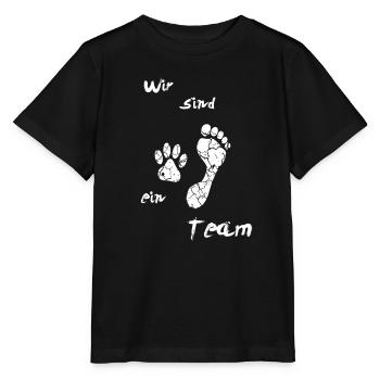 Wir sind ein Team, Hund,Hundeliebe, Hundeliebhaber - Stanley/Stella Kinder T-Shirt MINI CREATOR  - Schwarz - Vorne - Mikhail (115cm)