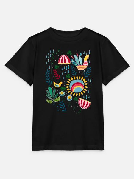 Lass es regnen. Skandinavisches Vintage Muster - Stanley/Stella Kinder T-Shirt MINI CREATOR - Schwarz
