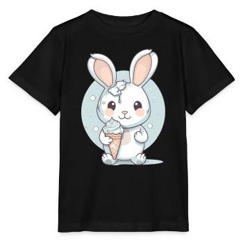Sommerlicher Genuss: Hase mit Eis - Stanley/Stella Kinder T-Shirt MINI CREATOR  - Schwarz - Vorne - Mikhail (115cm)