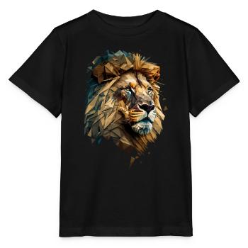 prächtiger Löwenkopf Polygon - Stanley/Stella Kinder T-Shirt MINI CREATOR  - Schwarz - Vorne - Mikhail (115cm)