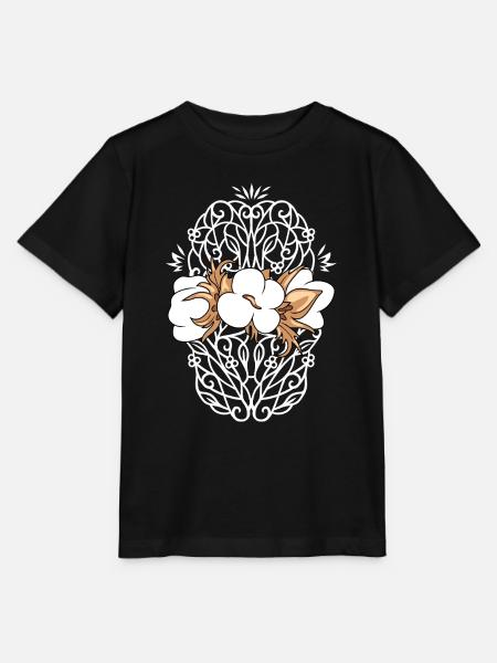 Decoratief vintage design met bloeiend katoen - Stanley/Stella Kinder-T-shirt MINI CREATOR - zwart