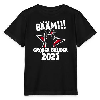 Bääm! Großer Bruder 2023 - Schwangerschaft Baby - Stanley/Stella Kinder T-Shirt MINI CREATOR  - Schwarz - Vorne - Mikhail (115cm)