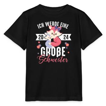 Ich werde große Schwester 2024 Fuchs Füchse Baby - Stanley/Stella Kinder T-Shirt MINI CREATOR  - Schwarz - Vorne - Mikhail (115cm)