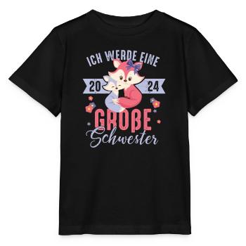 Ich werde große Schwester 2024 Fuchs Füchse Baby - Stanley/Stella Kinder T-Shirt MINI CREATOR  - Schwarz - Vorne - Mikhail (115cm)