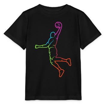 Basketballer Silhouette Bunt Basketballspieler - Stanley/Stella Kinder T-Shirt MINI CREATOR  - Schwarz - Vorne - Mikhail (115cm)