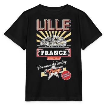 Lille France City Skyline Vintage Rétro - T-shirt bio MINI CREATOR Stanley/Stella Enfant - noir - Devant - Mikhail (115cm)