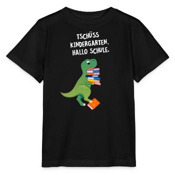 Tschüss Kindergarten, Hallo Schule. Dinosaurier - Stanley/Stella Kinder T-Shirt MINI CREATOR  - Schwarz - Vorne - Mikhail (115cm)