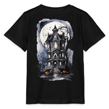 Witch House Full Moon Bat Spell Pumpkin Art - Stanley/Stella MINI CREATOR Kids’ T-Shirt - black - Front - Mikhail (115cm)