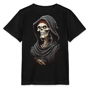 Lustiger Cartoon Grim Reaper Halloween Skelett - Stanley/Stella Kinder T-Shirt MINI CREATOR  - Schwarz - Vorne - Mikhail (115cm)