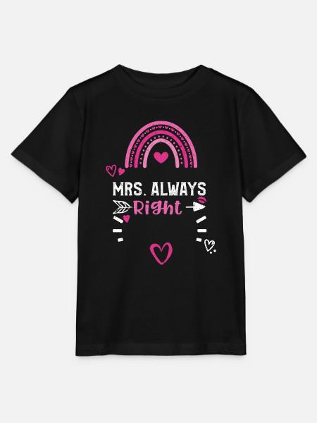 Mrs. Always Right - Stanley/Stella Kinder T-Shirt MINI CREATOR - Schwarz