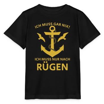 RÜGEN – ICH MUSS NUR NACH RÜGEN - Stanley/Stella Kinder T-Shirt MINI CREATOR  - Schwarz - Vorne - Mikhail (115cm)
